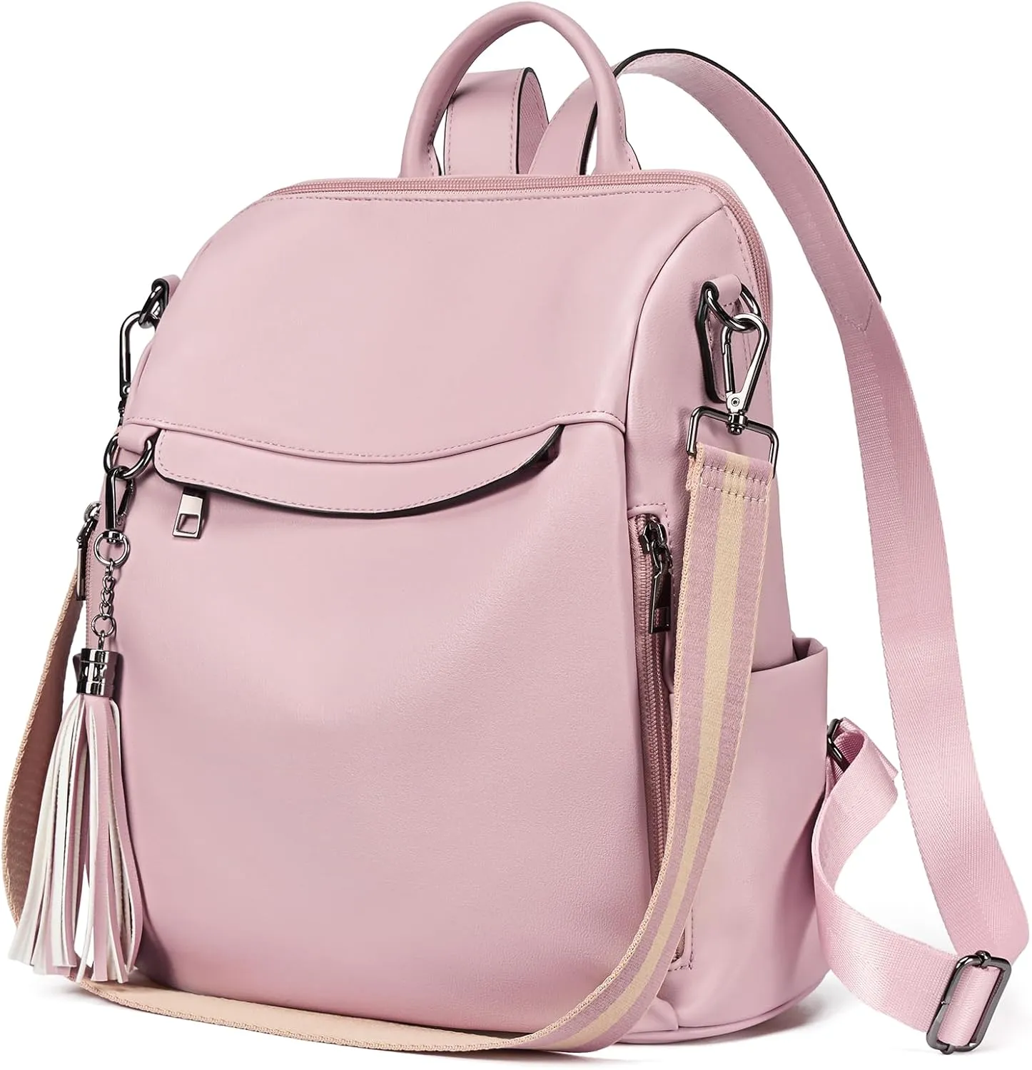 Telena Backpack Purse for Women, PU Leather Anti Theft Travel Purse Shoulder Bags with Tassel