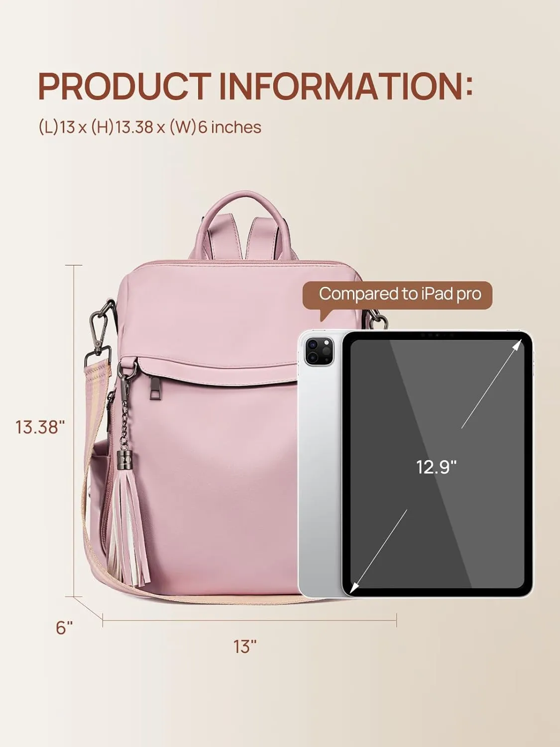 Telena Backpack Purse for Women, PU Leather Anti Theft Travel Purse Shoulder Bags with Tassel