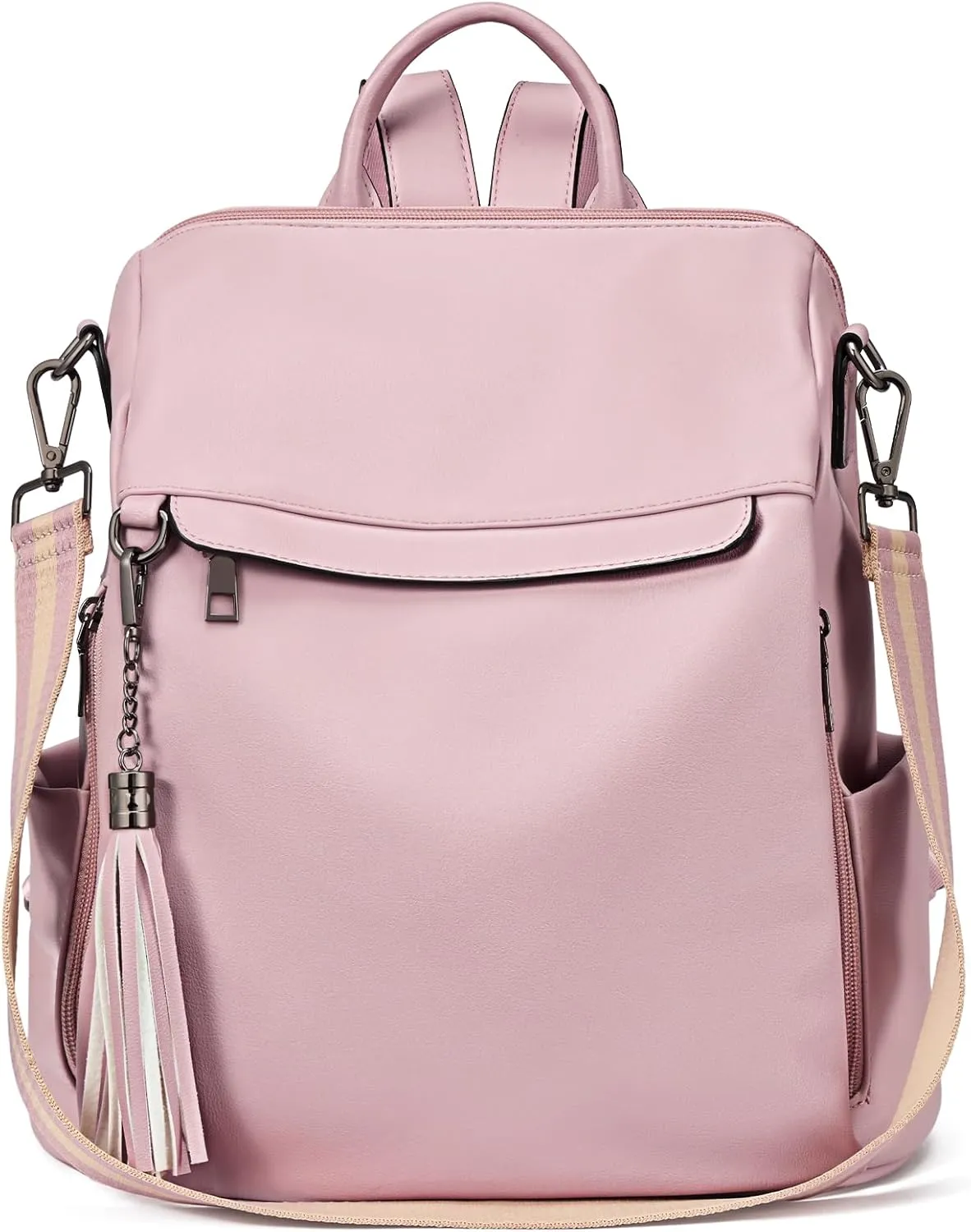 Telena Backpack Purse for Women, PU Leather Anti Theft Travel Purse Shoulder Bags with Tassel