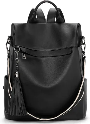Telena Backpack Purse for Women, PU Leather Anti Theft Travel Purse Shoulder Bags with Tassel
