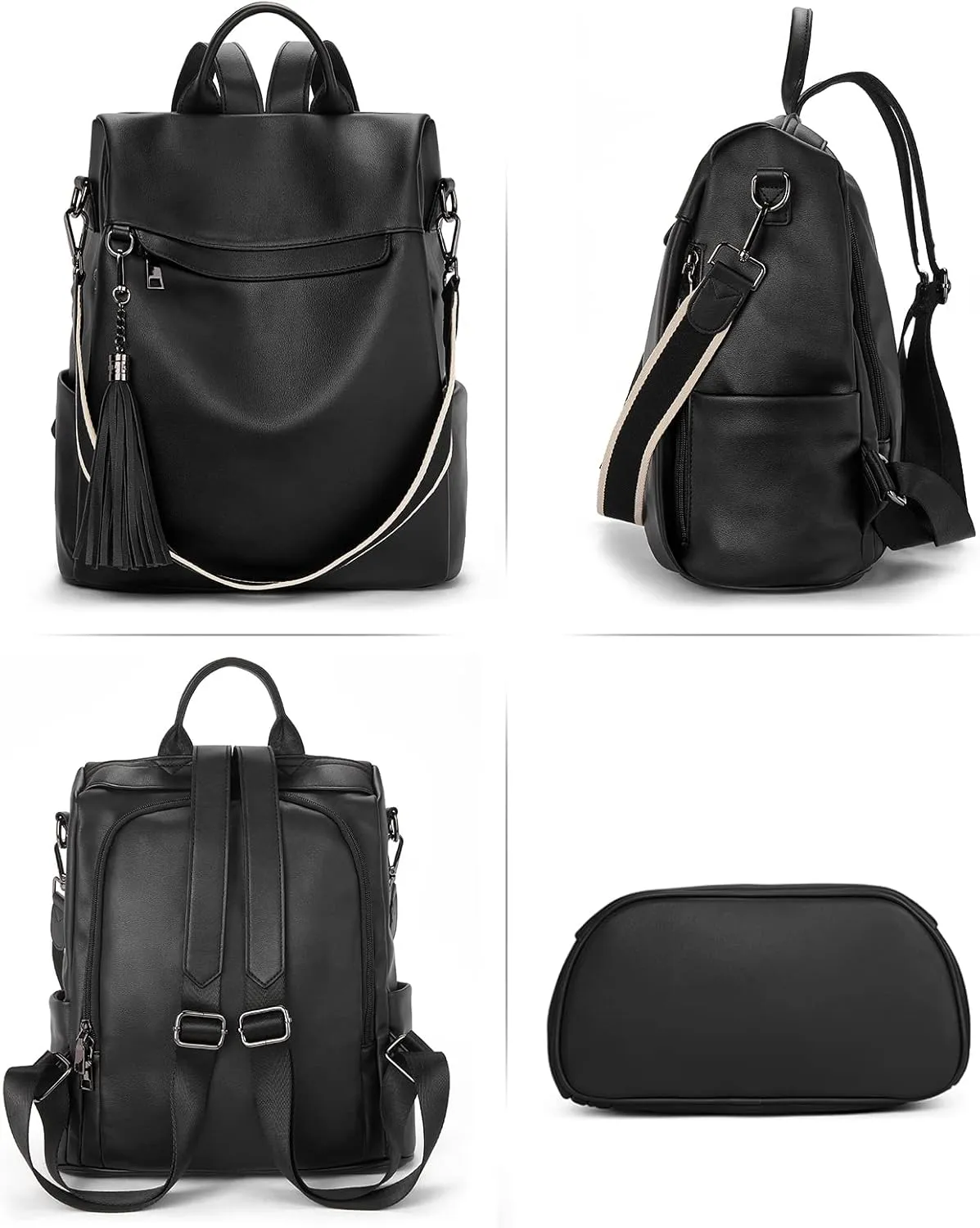 Telena Backpack Purse for Women, PU Leather Anti Theft Travel Purse Shoulder Bags with Tassel