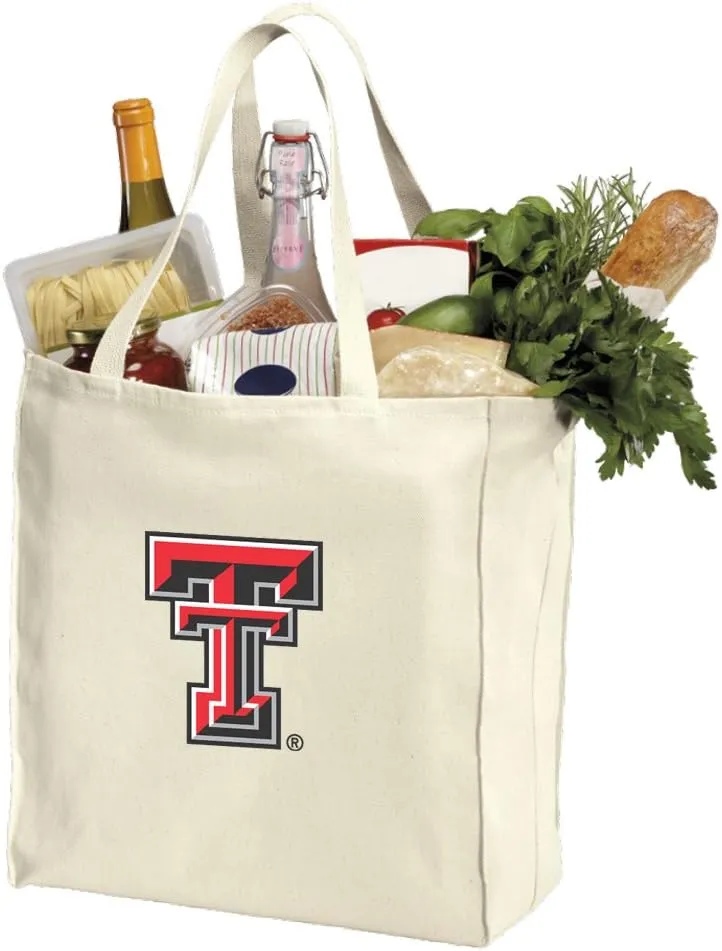 Texas Tech Grocery Bags of Natural Cotton Canvas