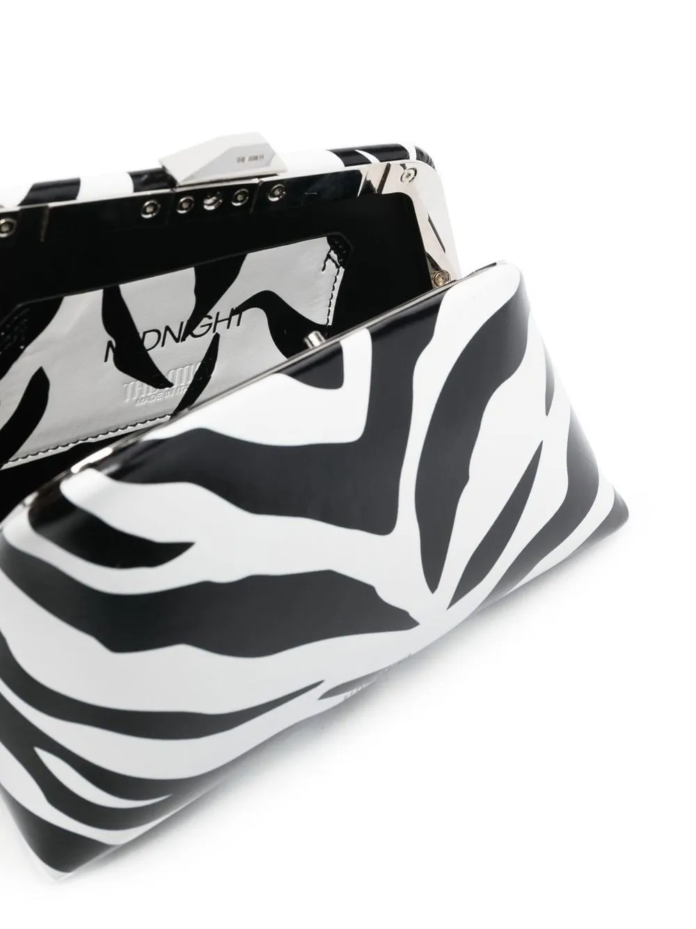 The Attico Midnight Zebra Pattern Leather Clutch Bag