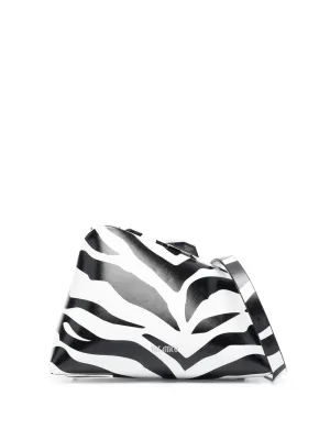 The Attico Midnight Zebra Pattern Leather Clutch Bag