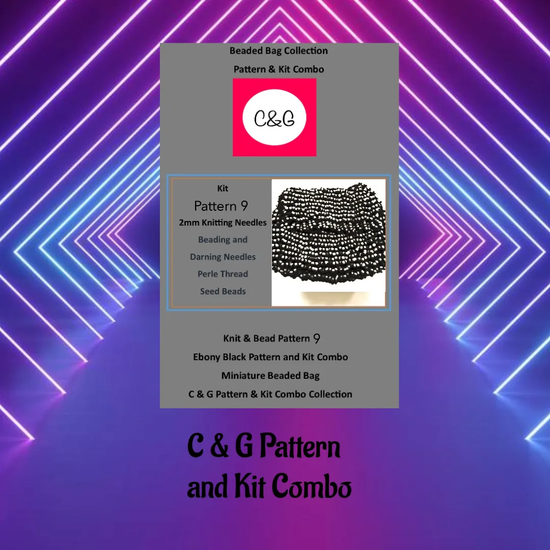 The Black Beaded Palm Clutch Bag Pattern 9 & Kit Combo