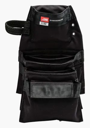 The Diamondback Elias 2.0 Tool Pouch, Black, Right Side | for Carpenters, Remodelers, Framer | Holder for Drill, Driver, Hand Tools, Chalk Line, Punch, Chisel, Marker | 17.5"x11.25"