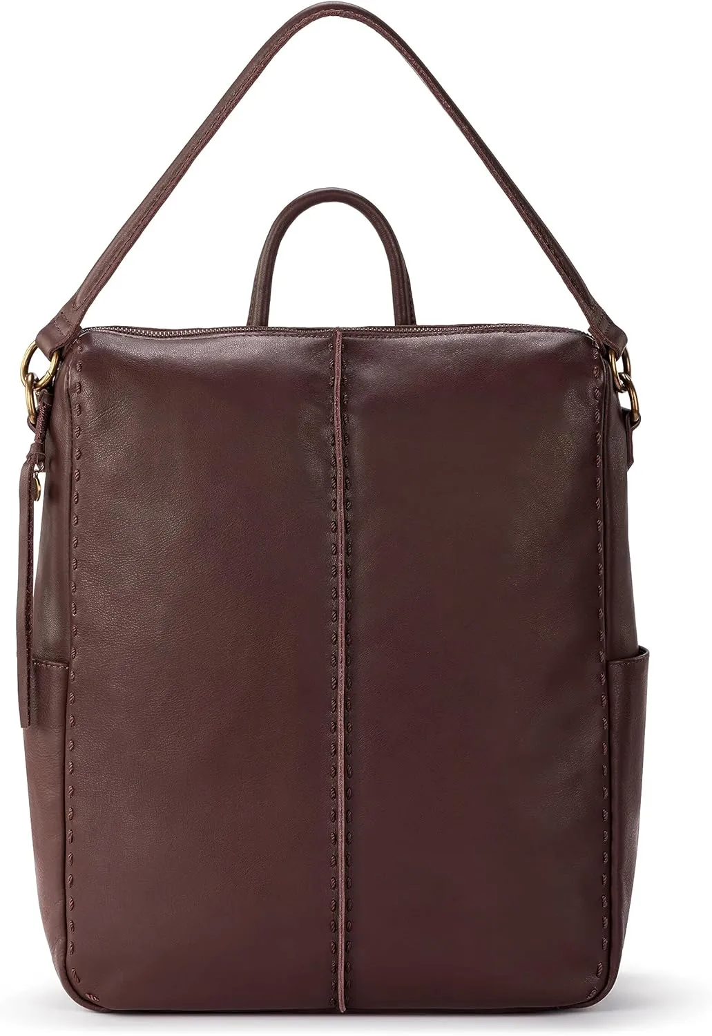The Sak Los Feliz Backpack in Leather, Detachable Shoulder Strap, Mahogany
