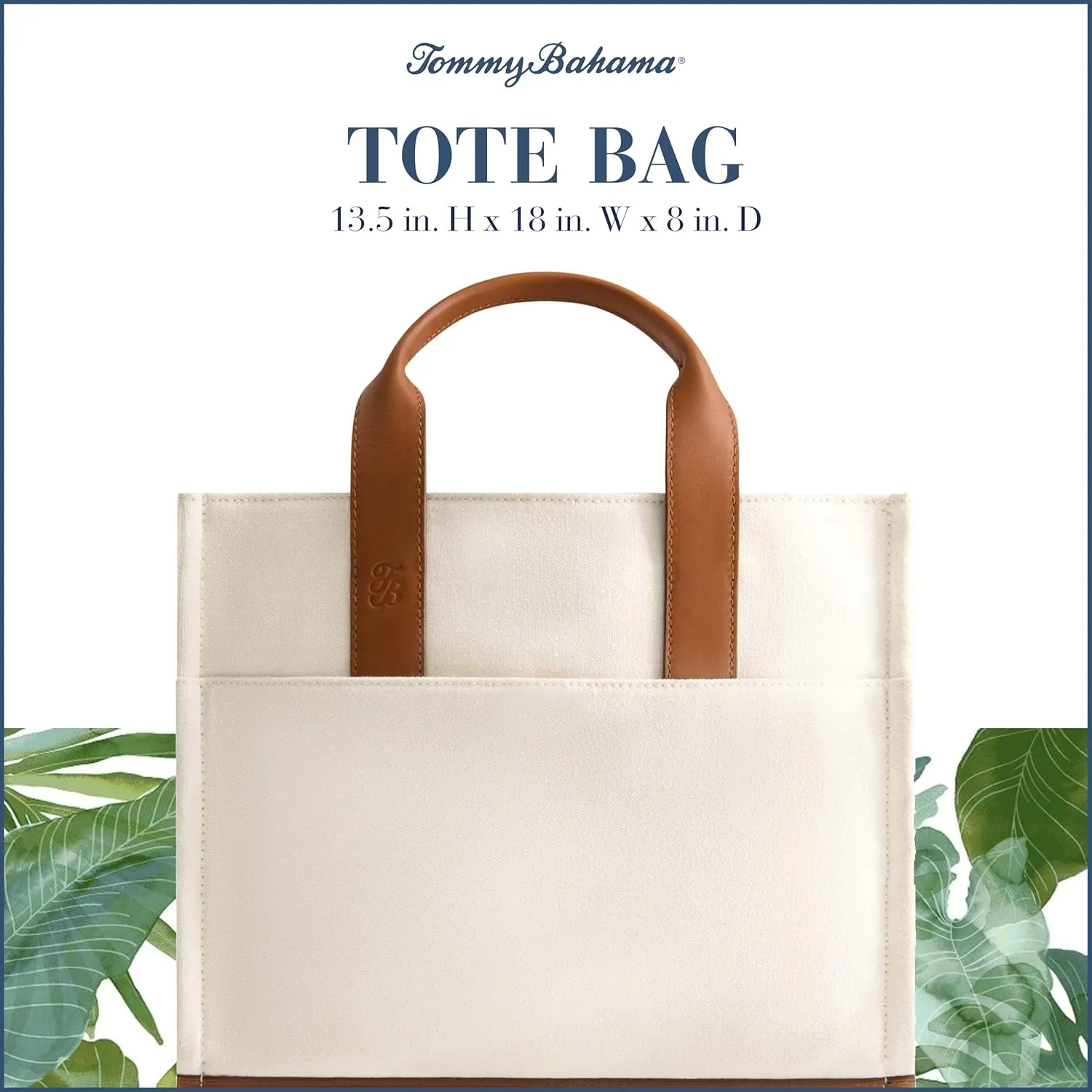Tommy Bahama Women's Tote Bag, Medium Travel Purse Handbag with Adjustable Shoulder Strap and Leather Trim