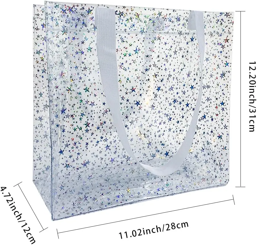 TotePrint 2PCS Clear Star Hand Bags - Versatile Waterproof, Embossed Star Work Shoulder Totes for Women