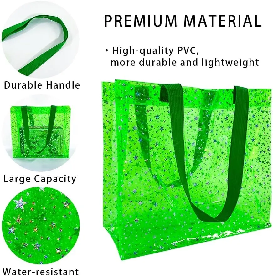 TotePrint 2PCS Clear Star Hand Bags - Versatile Waterproof, Embossed Star Work Shoulder Totes for Women