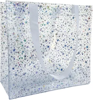TotePrint 2PCS Clear Star Hand Bags - Versatile Waterproof, Embossed Star Work Shoulder Totes for Women