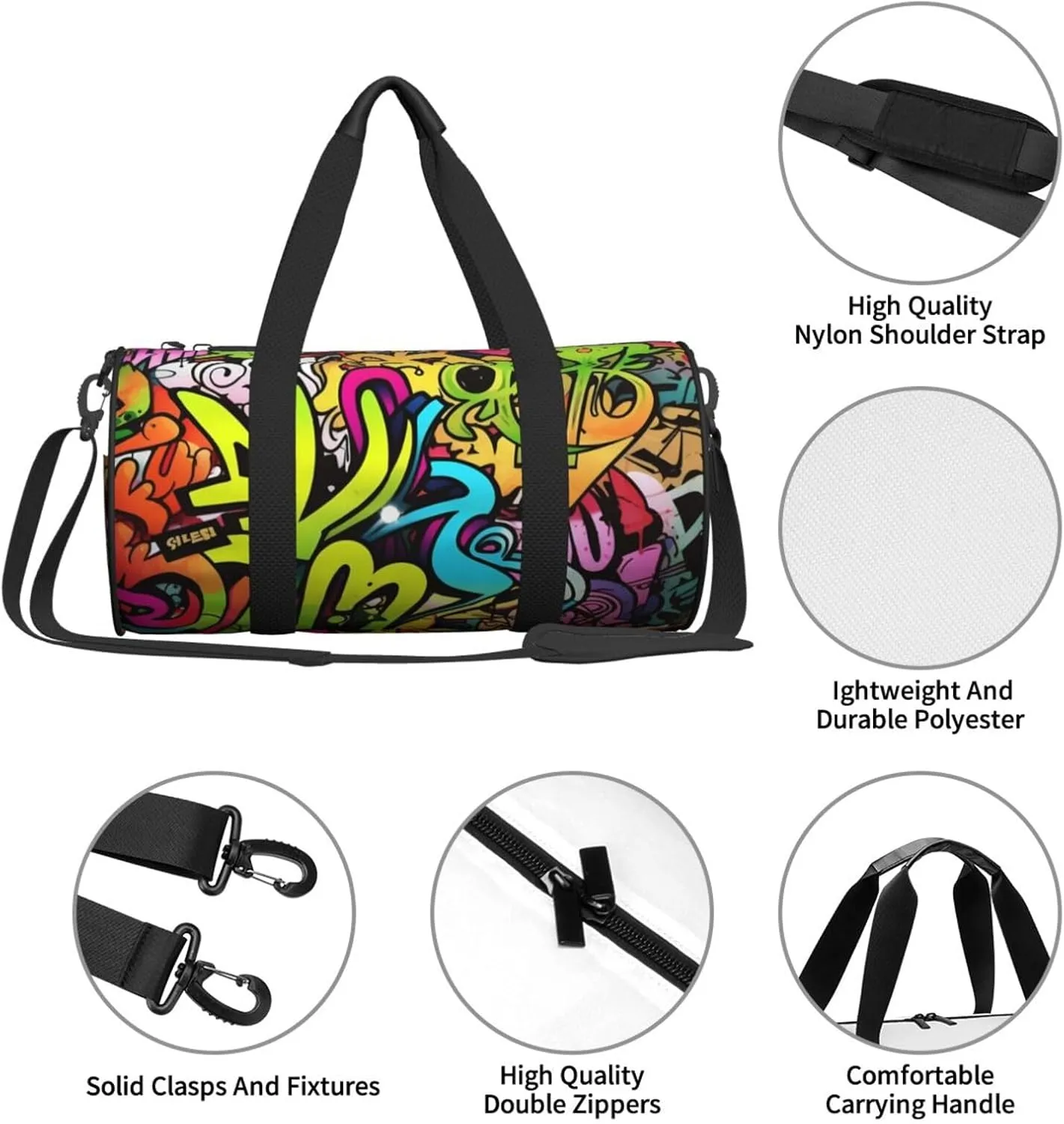 Travel Bag For Women,Graffiti Drawing Print Personal Item Duffle Bags,Weekend Travel Duffel Tote Bag,Travel Sport Gym Bag For Men,Airplane Travel Essentials For Flying