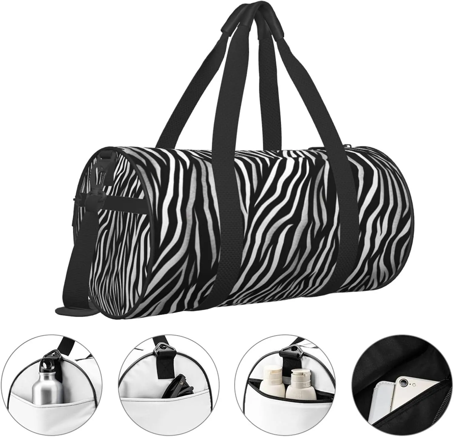 Travel Bag For Women,Zebra Print Print Personal Item Duffle Bags,Weekend Travel Duffel Tote Bag,Travel Sport Gym Bag For Men,Airplane Travel Essentials For Flying