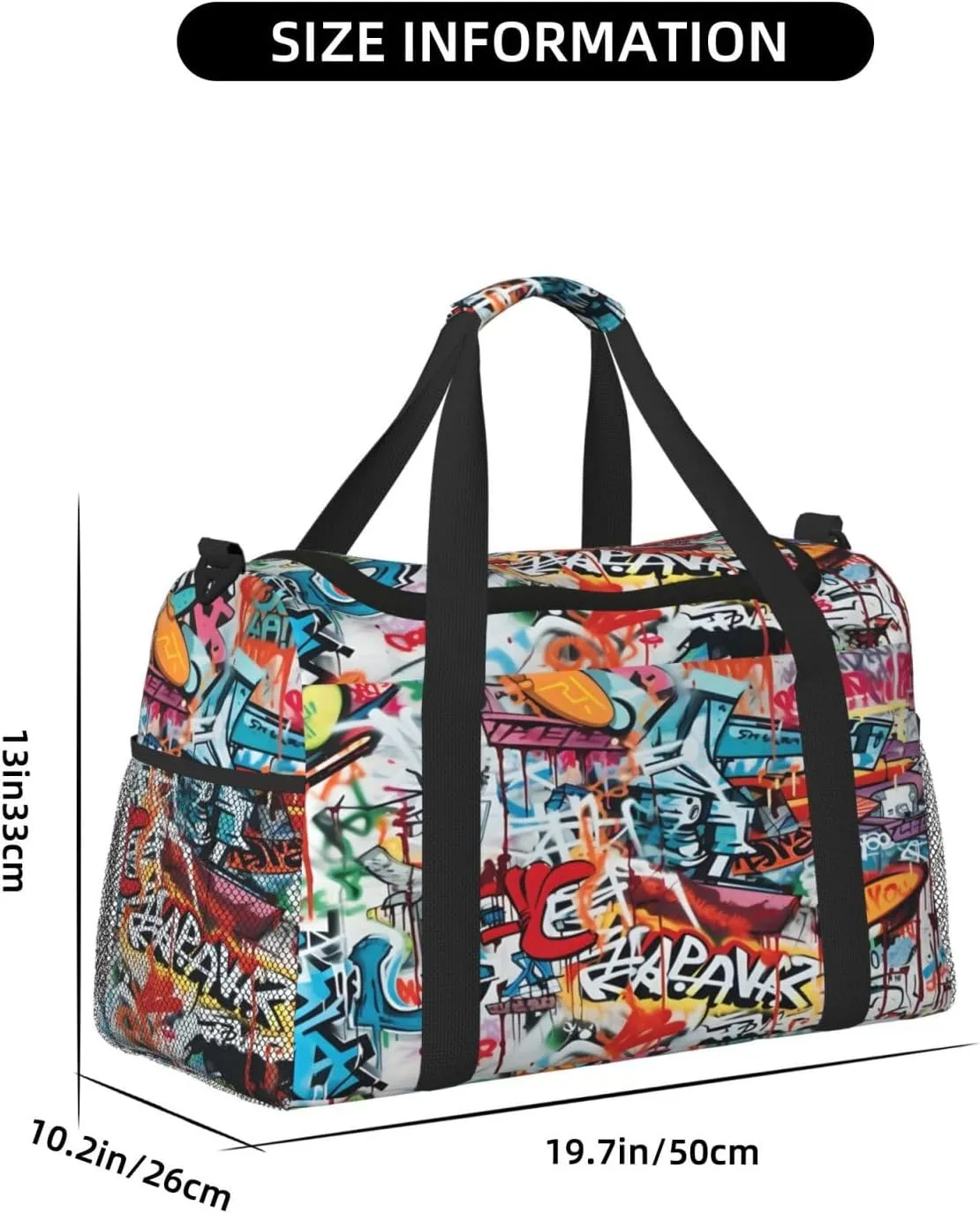 Travel Duffel Bag For Men Women, Abstract Graffiti Art Carry On Sport Gym Bag With Shoulder Strap Lightweight Waterproof Weekender Bag Overnight Bag