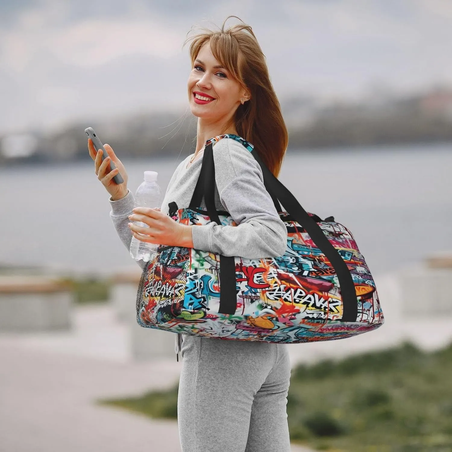 Travel Duffel Bag For Men Women, Abstract Graffiti Art Carry On Sport Gym Bag With Shoulder Strap Lightweight Waterproof Weekender Bag Overnight Bag