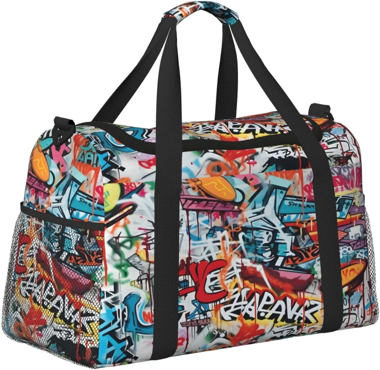 Travel Duffel Bag For Men Women, Abstract Graffiti Art Carry On Sport Gym Bag With Shoulder Strap Lightweight Waterproof Weekender Bag Overnight Bag