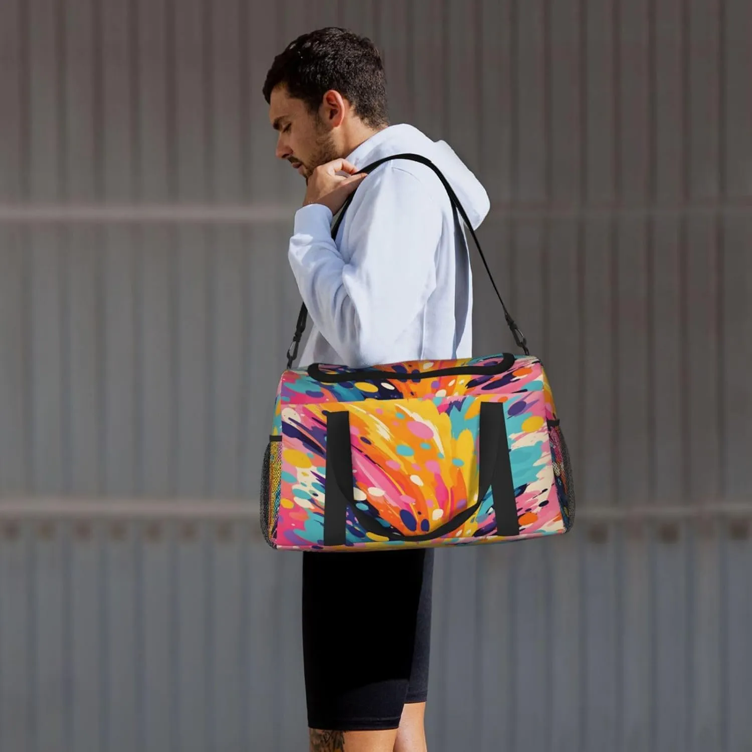 Travel Duffel Bag For Men Women, Abstract Graffiti Carry On Sport Gym Bag With Shoulder Strap Lightweight Waterproof Weekender Bag Overnight Bag