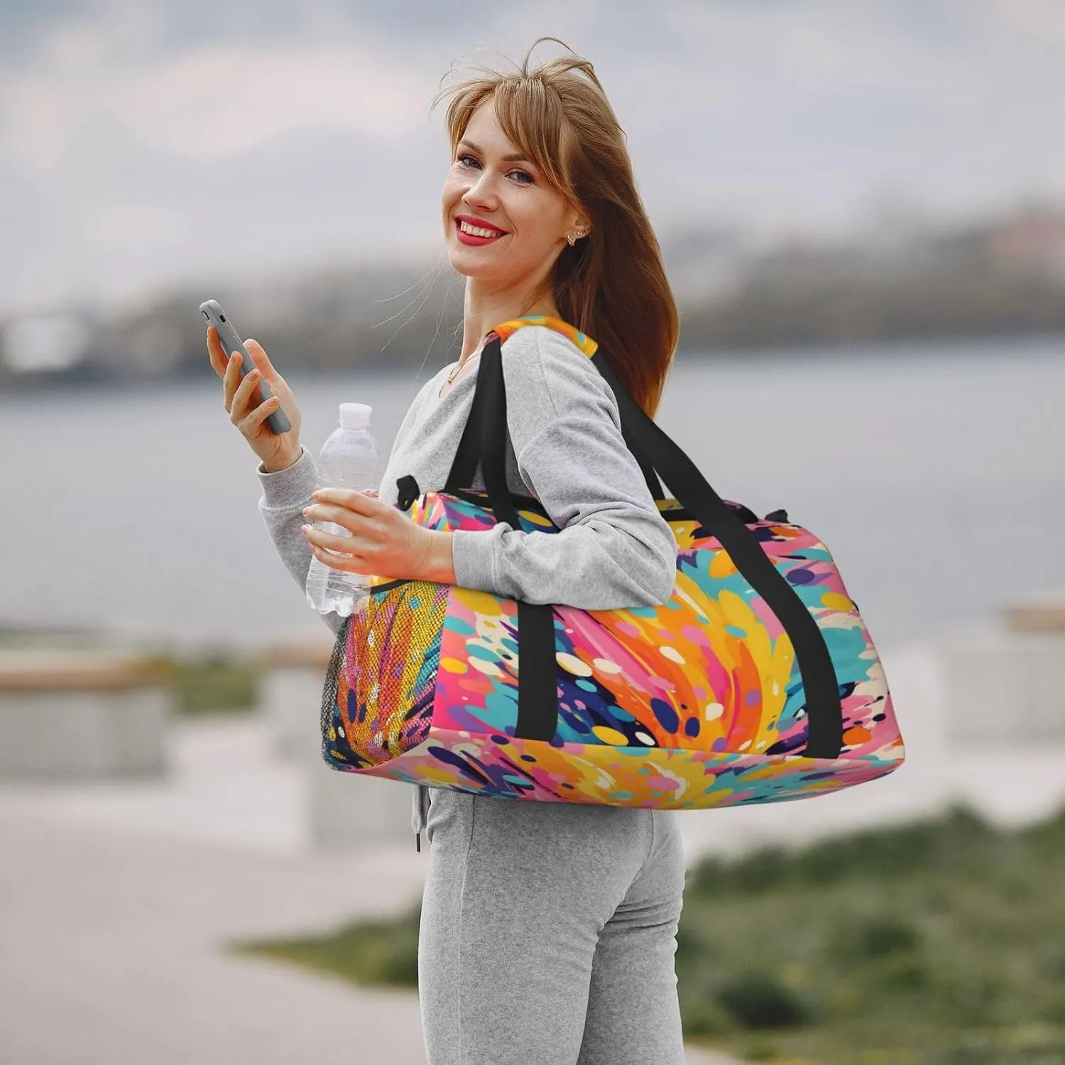 Travel Duffel Bag For Men Women, Abstract Graffiti Carry On Sport Gym Bag With Shoulder Strap Lightweight Waterproof Weekender Bag Overnight Bag