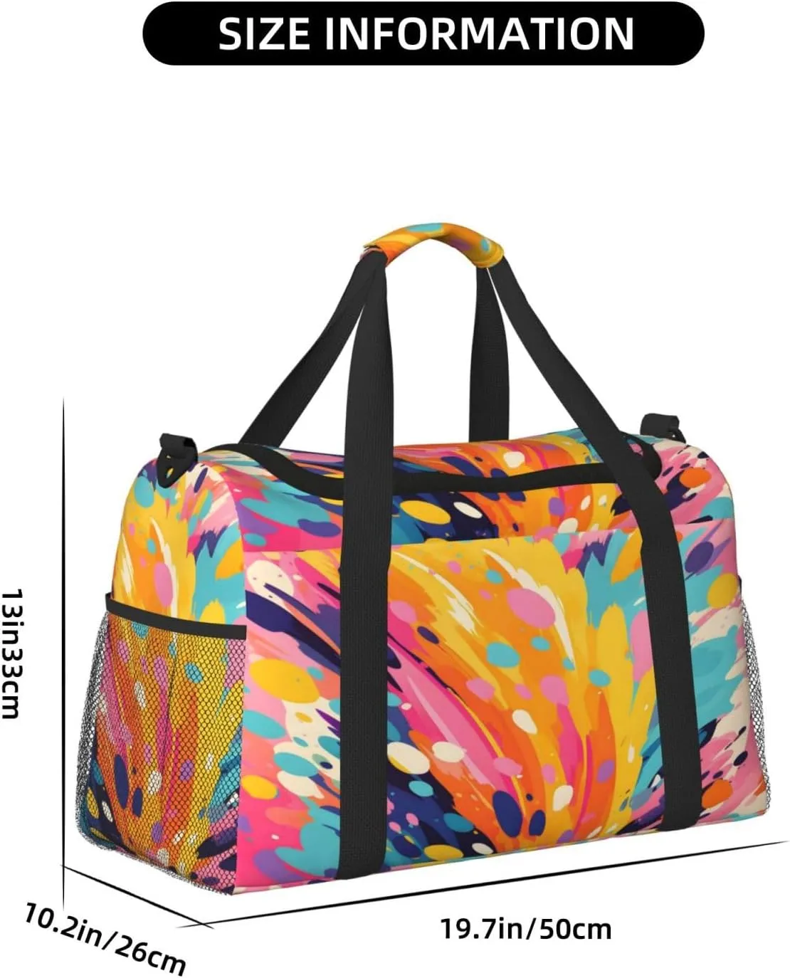 Travel Duffel Bag For Men Women, Abstract Graffiti Carry On Sport Gym Bag With Shoulder Strap Lightweight Waterproof Weekender Bag Overnight Bag