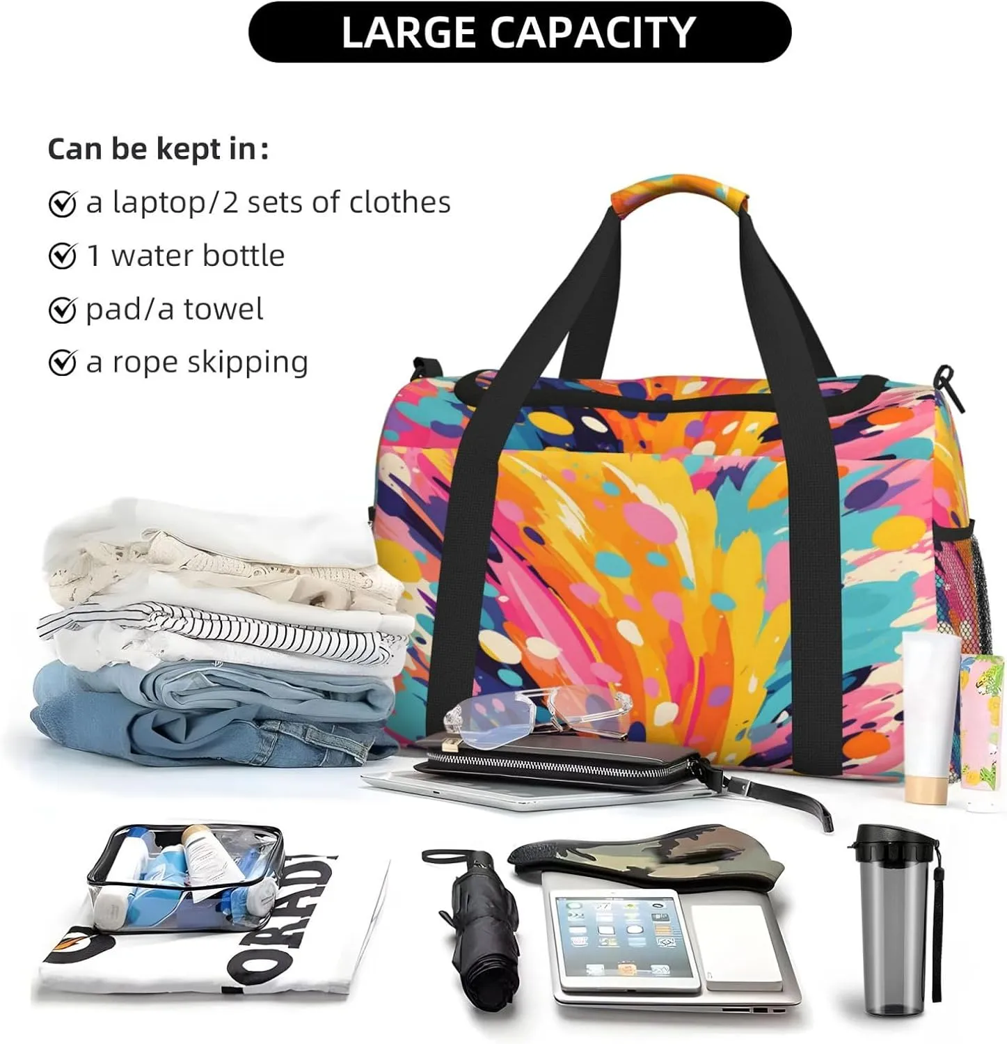 Travel Duffel Bag For Men Women, Abstract Graffiti Carry On Sport Gym Bag With Shoulder Strap Lightweight Waterproof Weekender Bag Overnight Bag