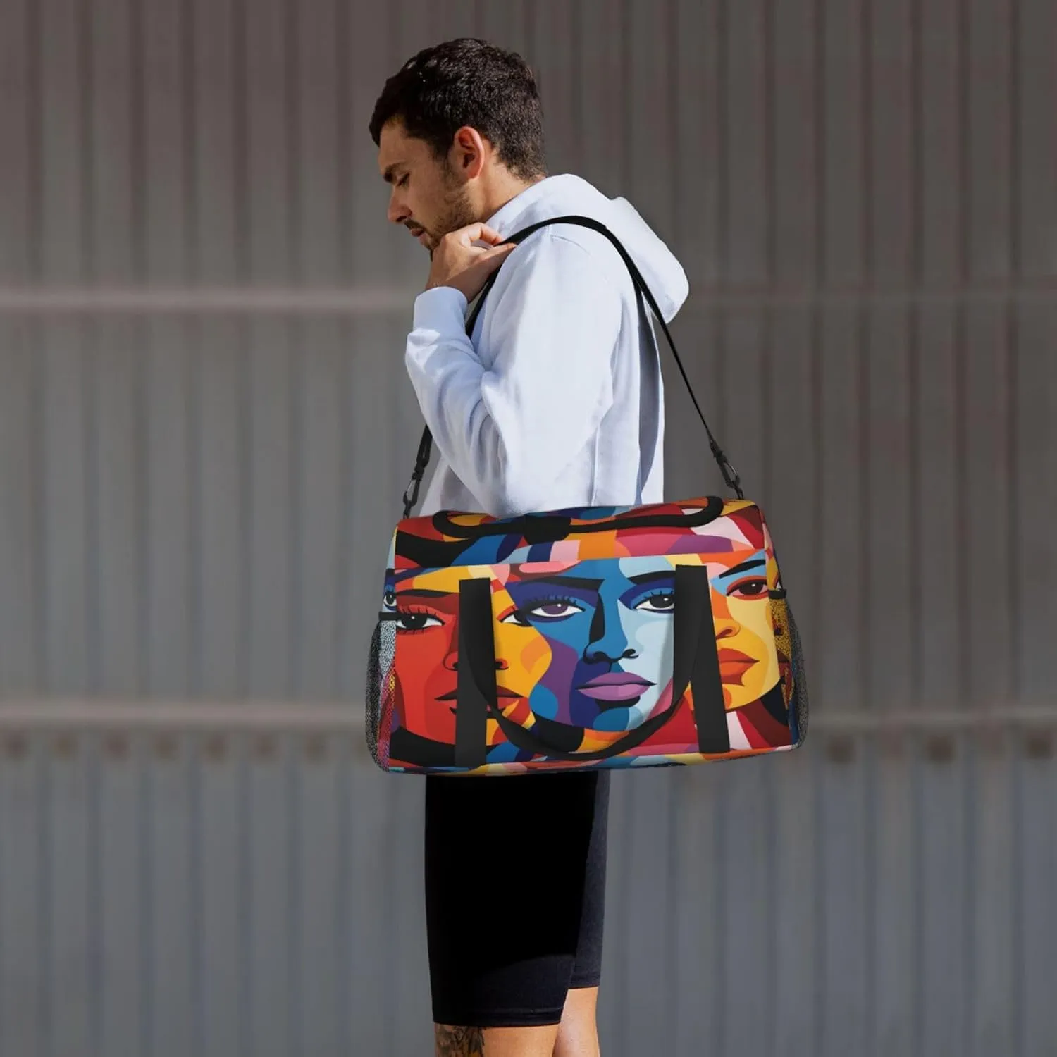 Travel Duffel Bag For Men Women, Colorful Character Graffiti Carry On Sport Gym Bag With Shoulder Strap Lightweight Waterproof Weekender Bag Overnight Bag