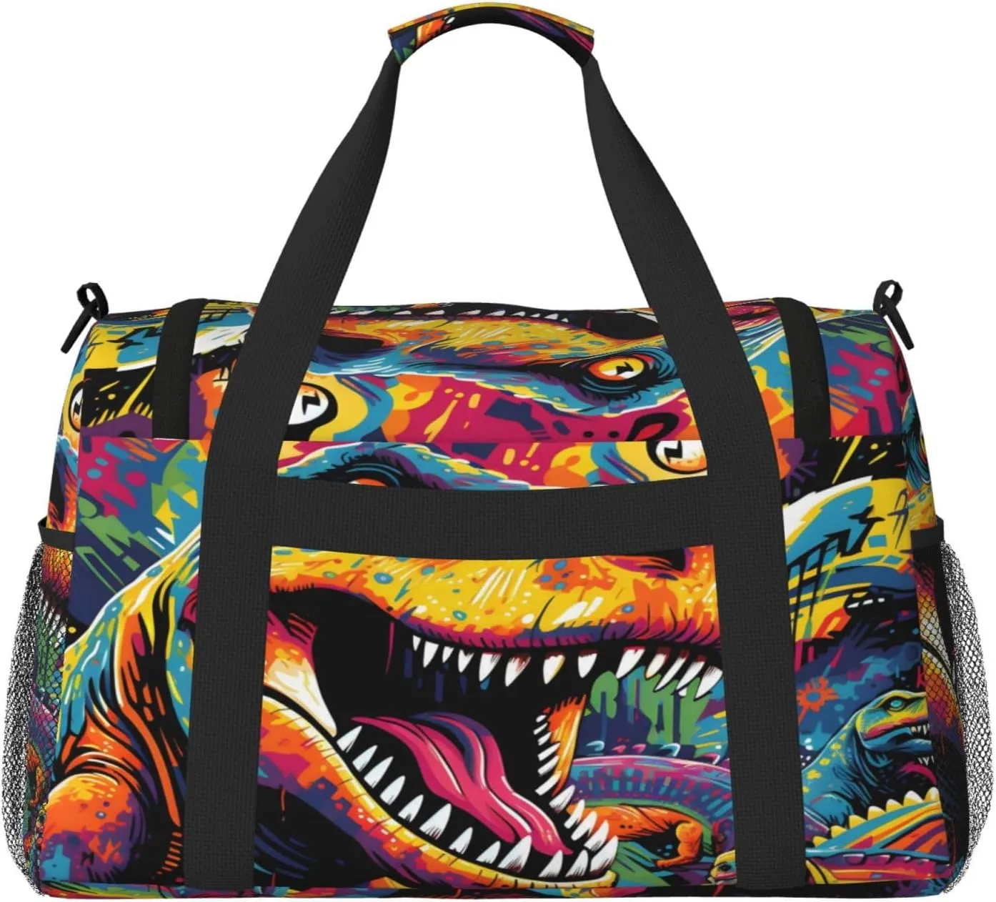Travel Duffel Bag For Men Women, Dinosaur Graffiti Art Painting Carry On Sport Gym Bag With Shoulder Strap Lightweight Waterproof Weekender Bag Overnight Bag