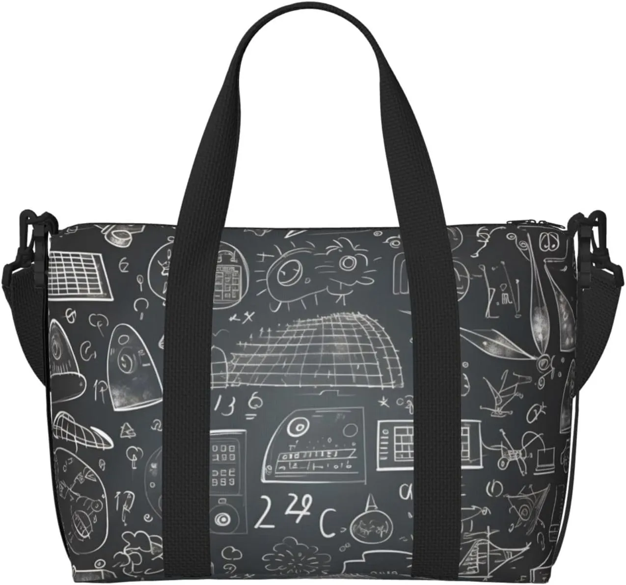 Travel Duffle Bag Math Graffiti Education Weekender Overnight Bags Luggage Bag for Women Men Waterproof Sports Gym Bag Hand Bag with Shoulder Strap