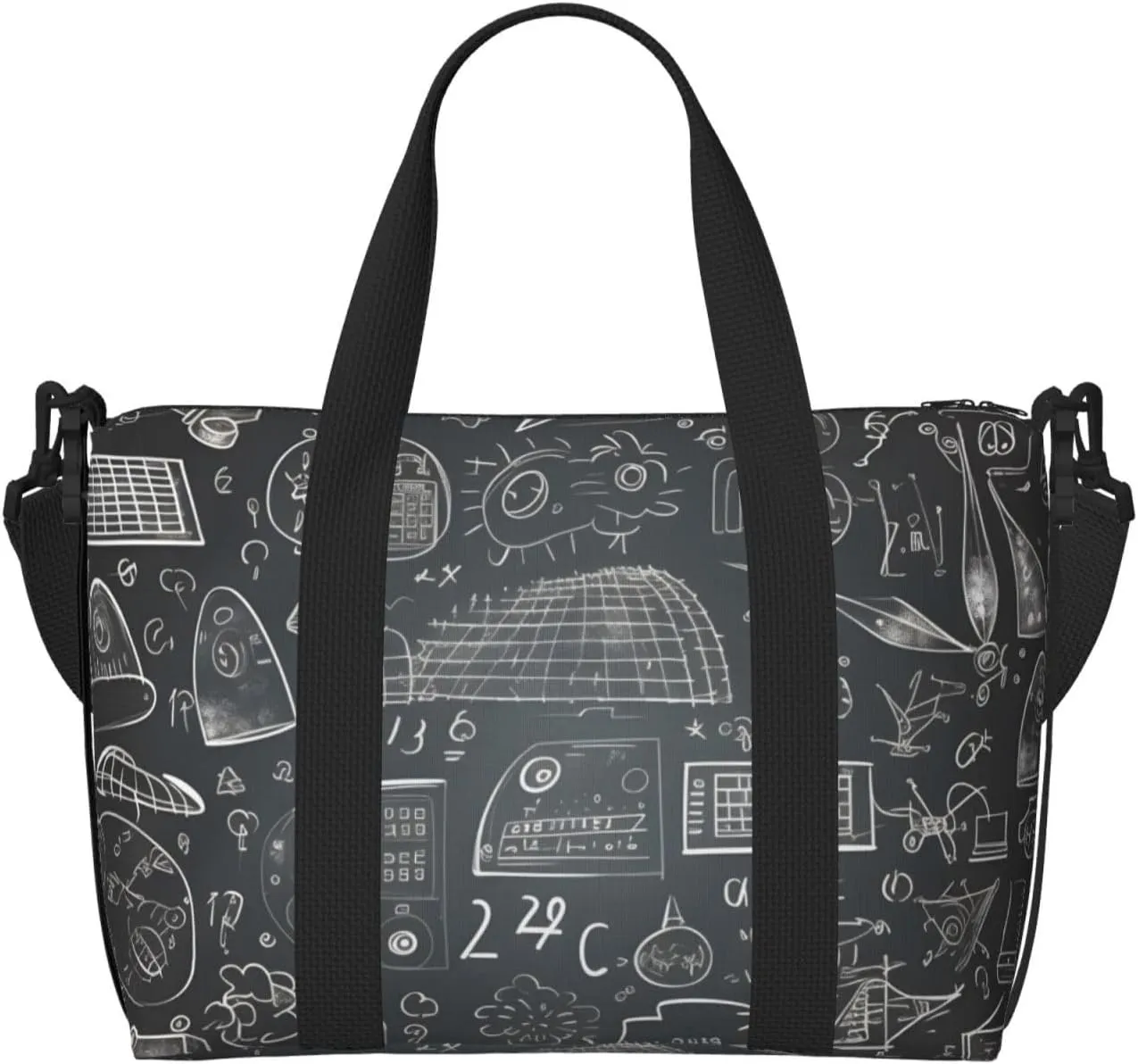 Travel Duffle Bag Math Graffiti Education Weekender Overnight Bags Luggage Bag for Women Men Waterproof Sports Gym Bag Hand Bag with Shoulder Strap