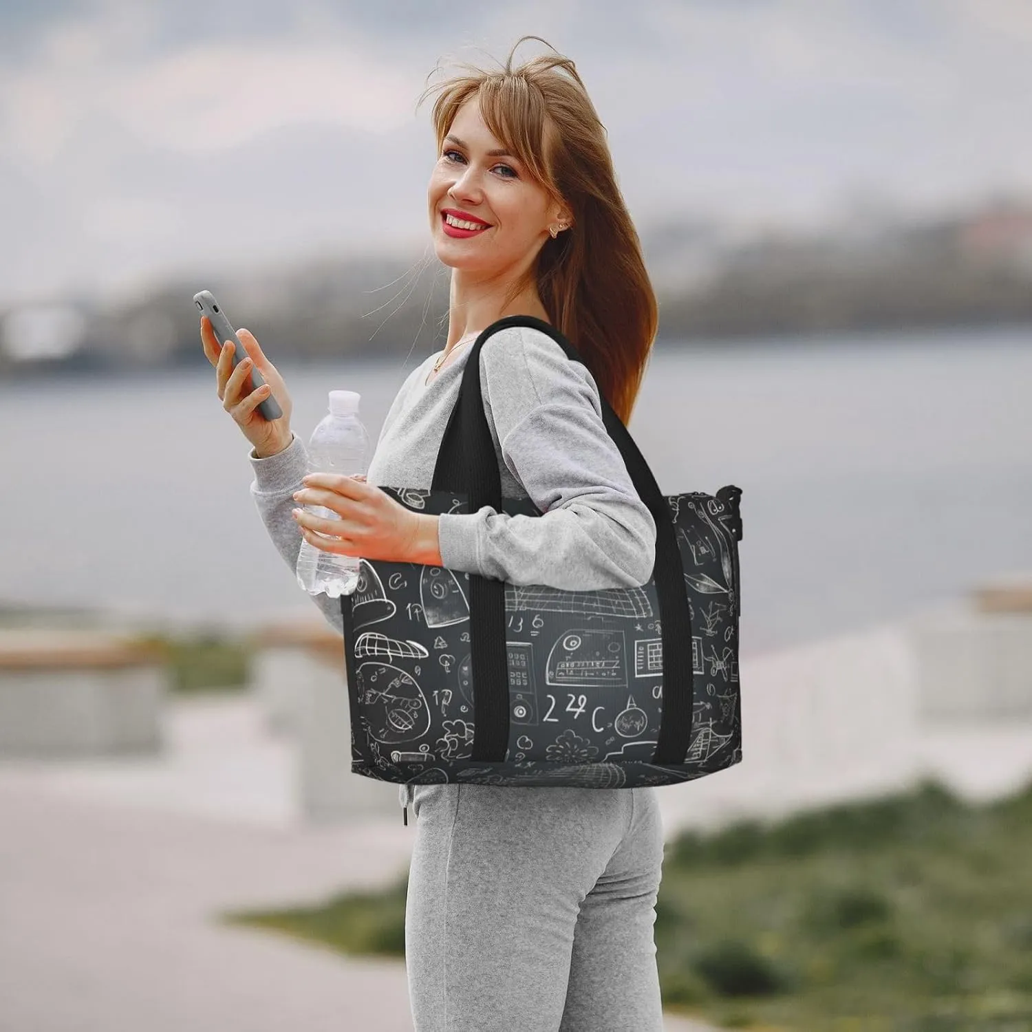 Travel Duffle Bag Math Graffiti Education Weekender Overnight Bags Luggage Bag for Women Men Waterproof Sports Gym Bag Hand Bag with Shoulder Strap