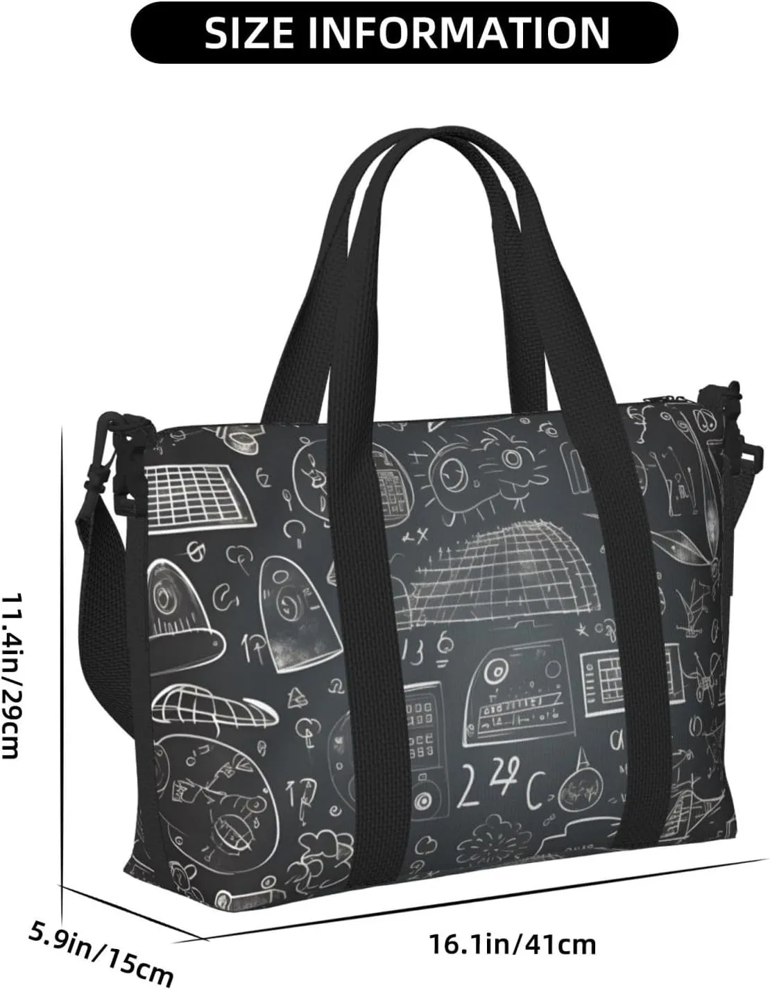 Travel Duffle Bag Math Graffiti Education Weekender Overnight Bags Luggage Bag for Women Men Waterproof Sports Gym Bag Hand Bag with Shoulder Strap