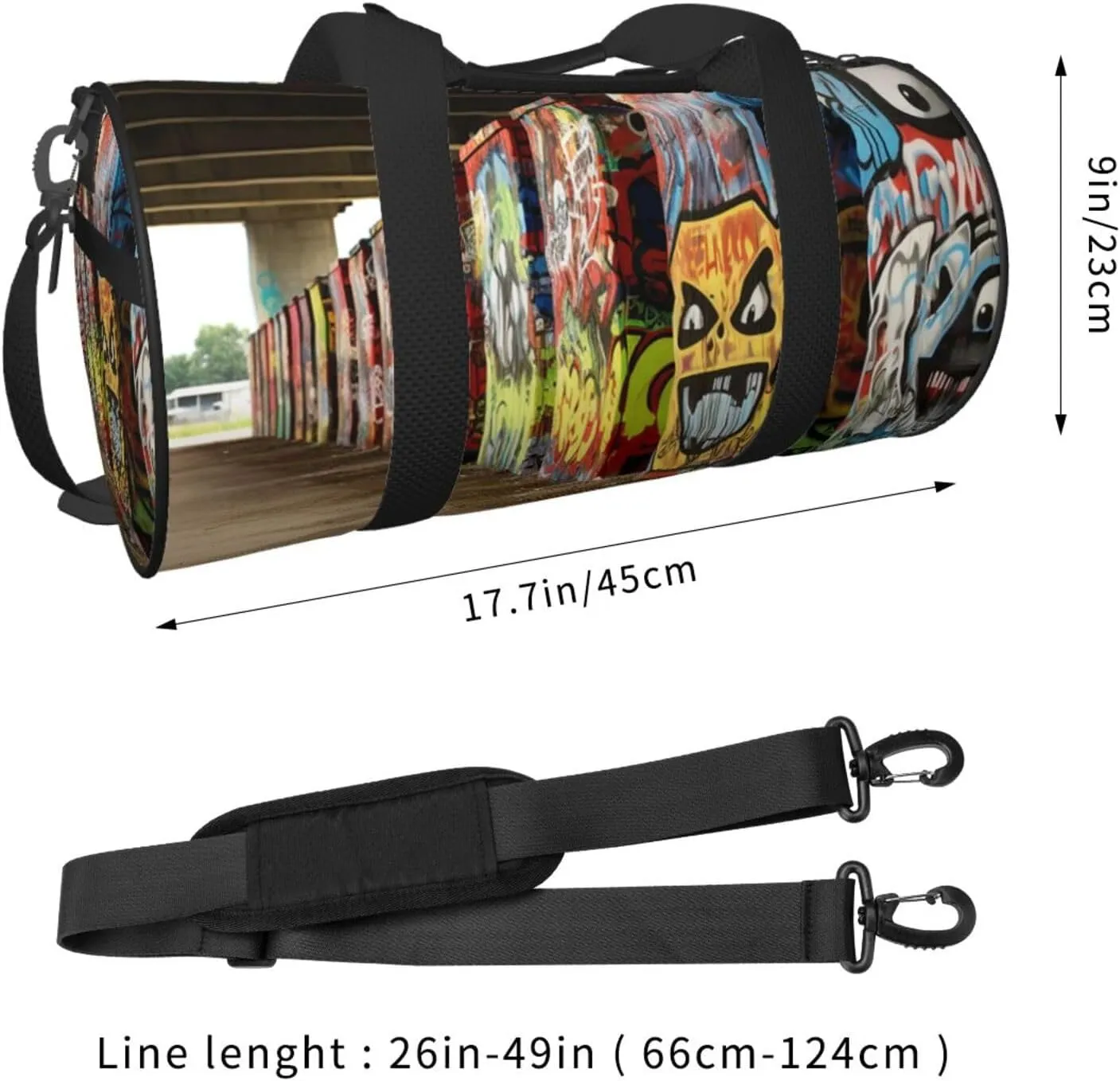 Travel Duffle Bag Weekender Bags For Men Women With Shoe Compartment Large Capacity Weekender Overnight Bag Roadside Graffiti Wall Carry On Tote Bags Sport Gym Bag For Travel Yoga