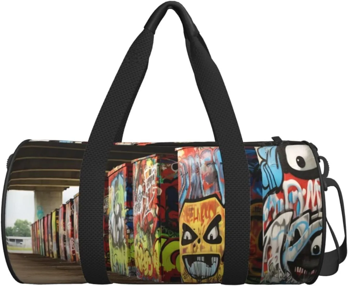 Travel Duffle Bag Weekender Bags For Men Women With Shoe Compartment Large Capacity Weekender Overnight Bag Roadside Graffiti Wall Carry On Tote Bags Sport Gym Bag For Travel Yoga