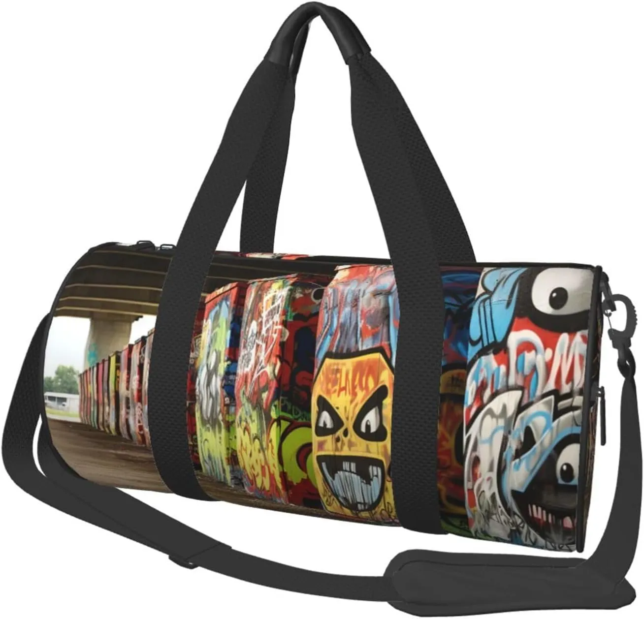 Travel Duffle Bag Weekender Bags For Men Women With Shoe Compartment Large Capacity Weekender Overnight Bag Roadside Graffiti Wall Carry On Tote Bags Sport Gym Bag For Travel Yoga