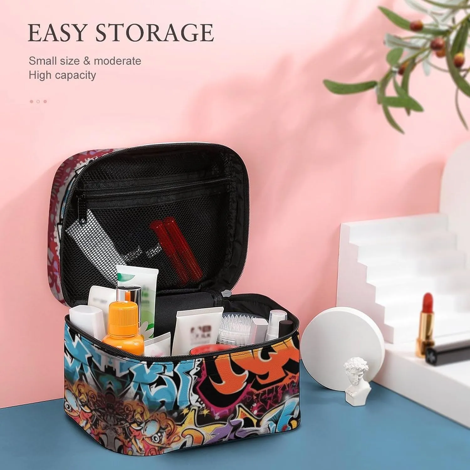 Travel Toiletry Bag for Women And Men,Graffiti Hip Hop Toiletry Organizer, Makeup Bag Travel Organizer for Shampoo,Toiletries