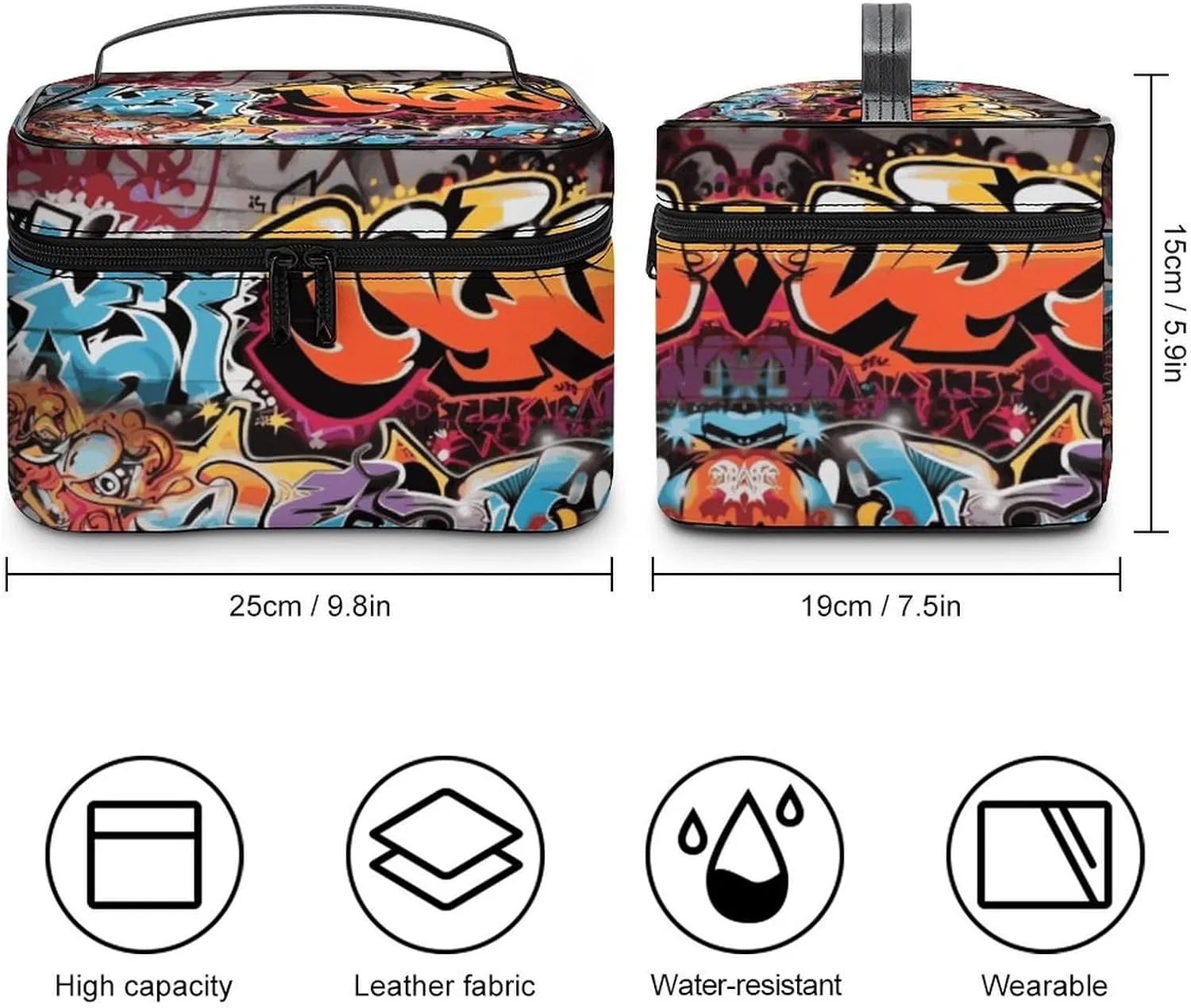 Travel Toiletry Bag for Women And Men,Graffiti Hip Hop Toiletry Organizer, Makeup Bag Travel Organizer for Shampoo,Toiletries