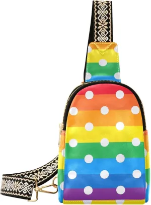 trendy Cartoon Polka Dot Rainbow small fanny pack cute travel fanny pack for for hiking