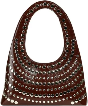 Trendy Studded Shoulder Bag For Women Vegan Leather Underarm Purse Y2K Womens Tote Bag For Work Punk Purse Travel 2025