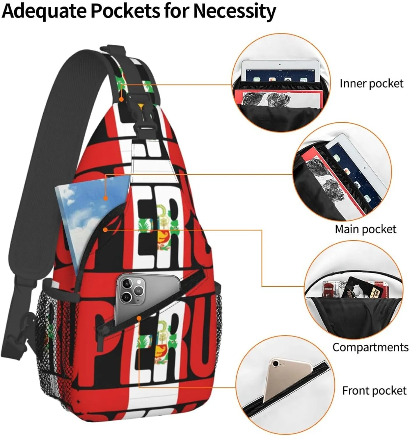 Trinidad Strong Vintage Graffiti Flag Sling Bag Adjustable Chest Bags Casual Crossbody Bag Travel Shoulder Backpack