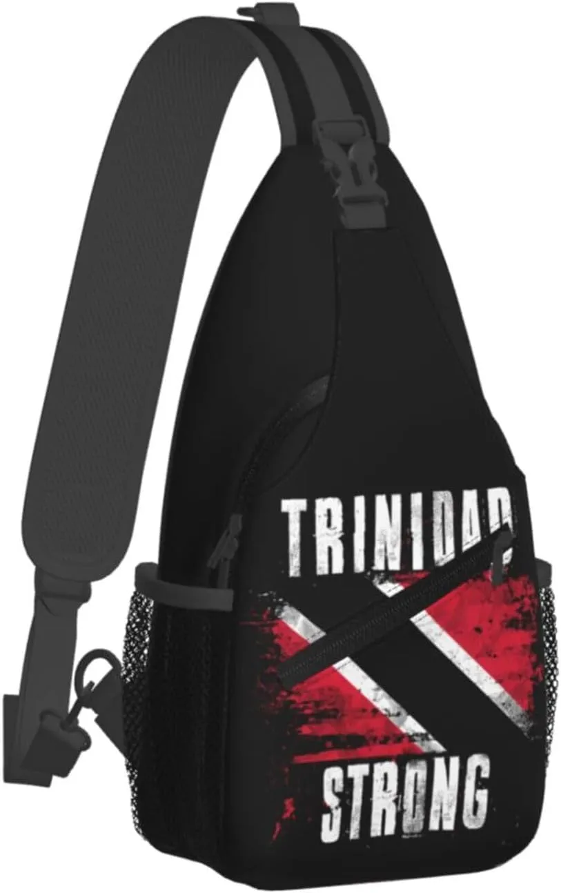 Trinidad Strong Vintage Graffiti Flag Sling Bag Adjustable Chest Bags Casual Crossbody Bag Travel Shoulder Backpack