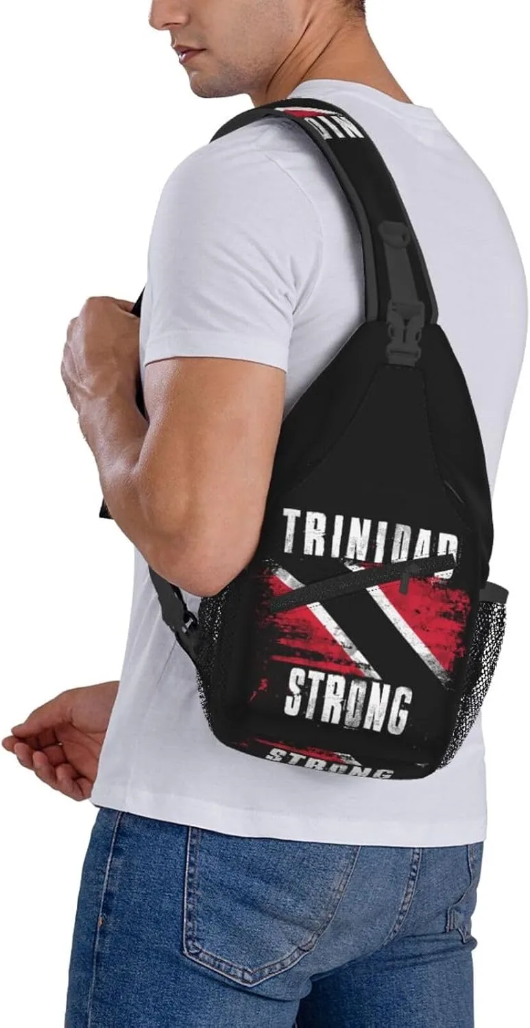 Trinidad Strong Vintage Graffiti Flag Sling Bag Adjustable Chest Bags Casual Crossbody Bag Travel Shoulder Backpack