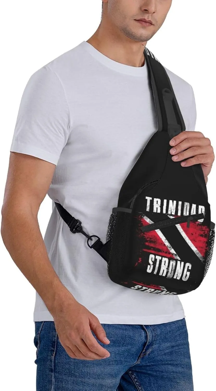 Trinidad Strong Vintage Graffiti Flag Sling Bag Adjustable Chest Bags Casual Crossbody Bag Travel Shoulder Backpack