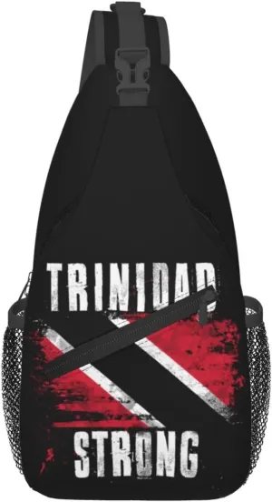 Trinidad Strong Vintage Graffiti Flag Sling Bag Adjustable Chest Bags Casual Crossbody Bag Travel Shoulder Backpack