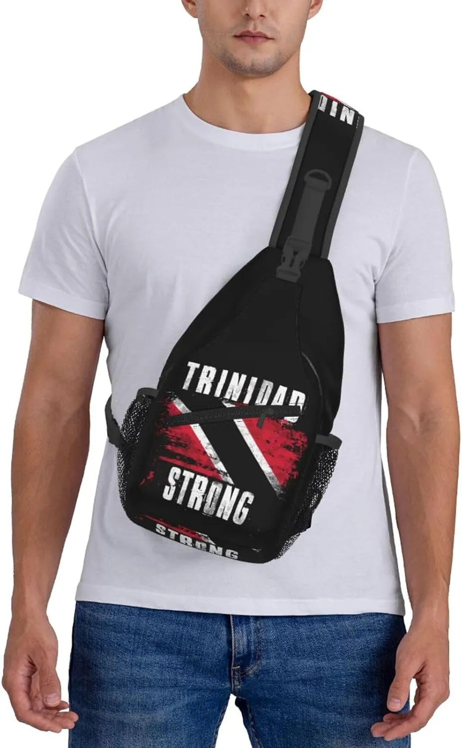 Trinidad Strong Vintage Graffiti Flag Sling Bag Adjustable Chest Bags Casual Crossbody Bag Travel Shoulder Backpack