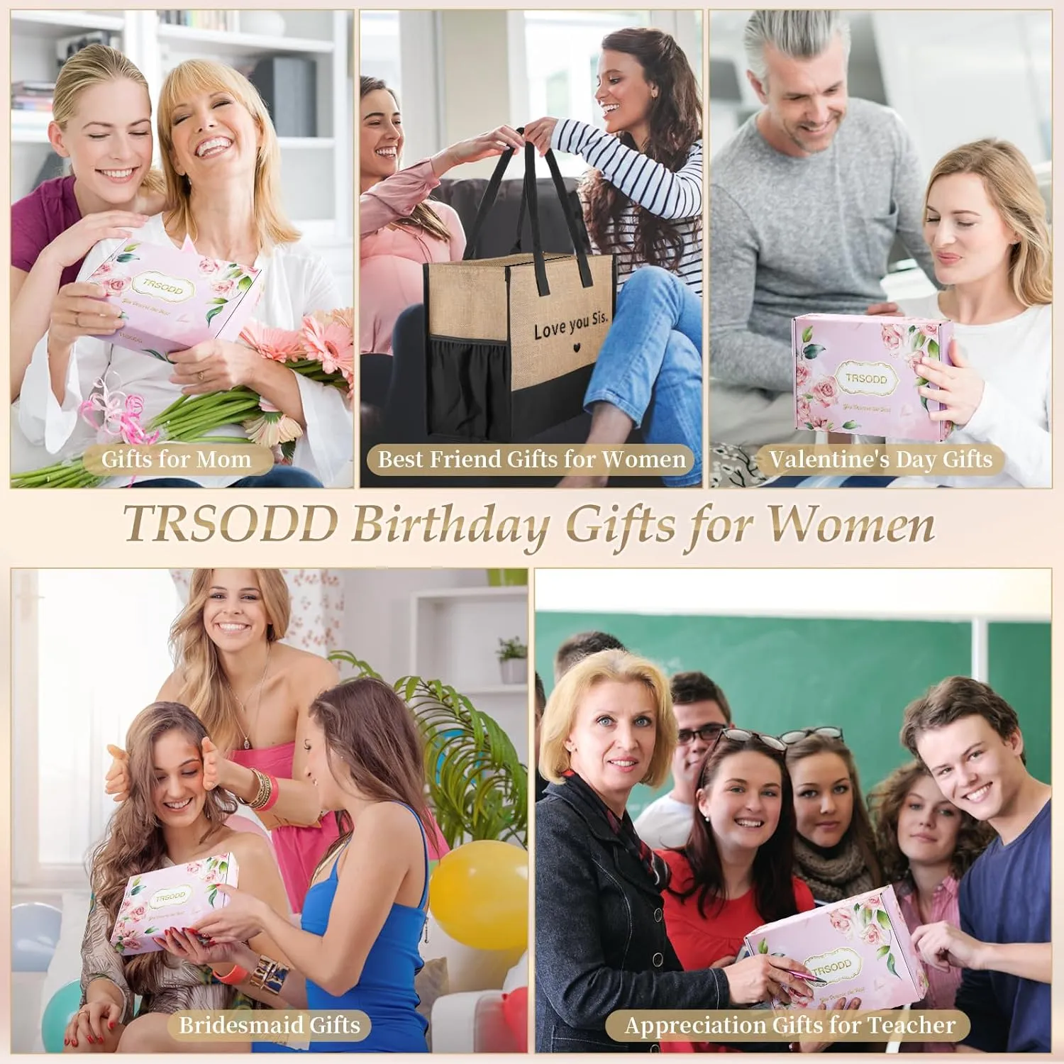 TRSODD Mama Gifts Mothers Day Gifts for Mom from Daughter Son New Mom Birthday Jute Embroidered Tote Bag and Makeup Bag
