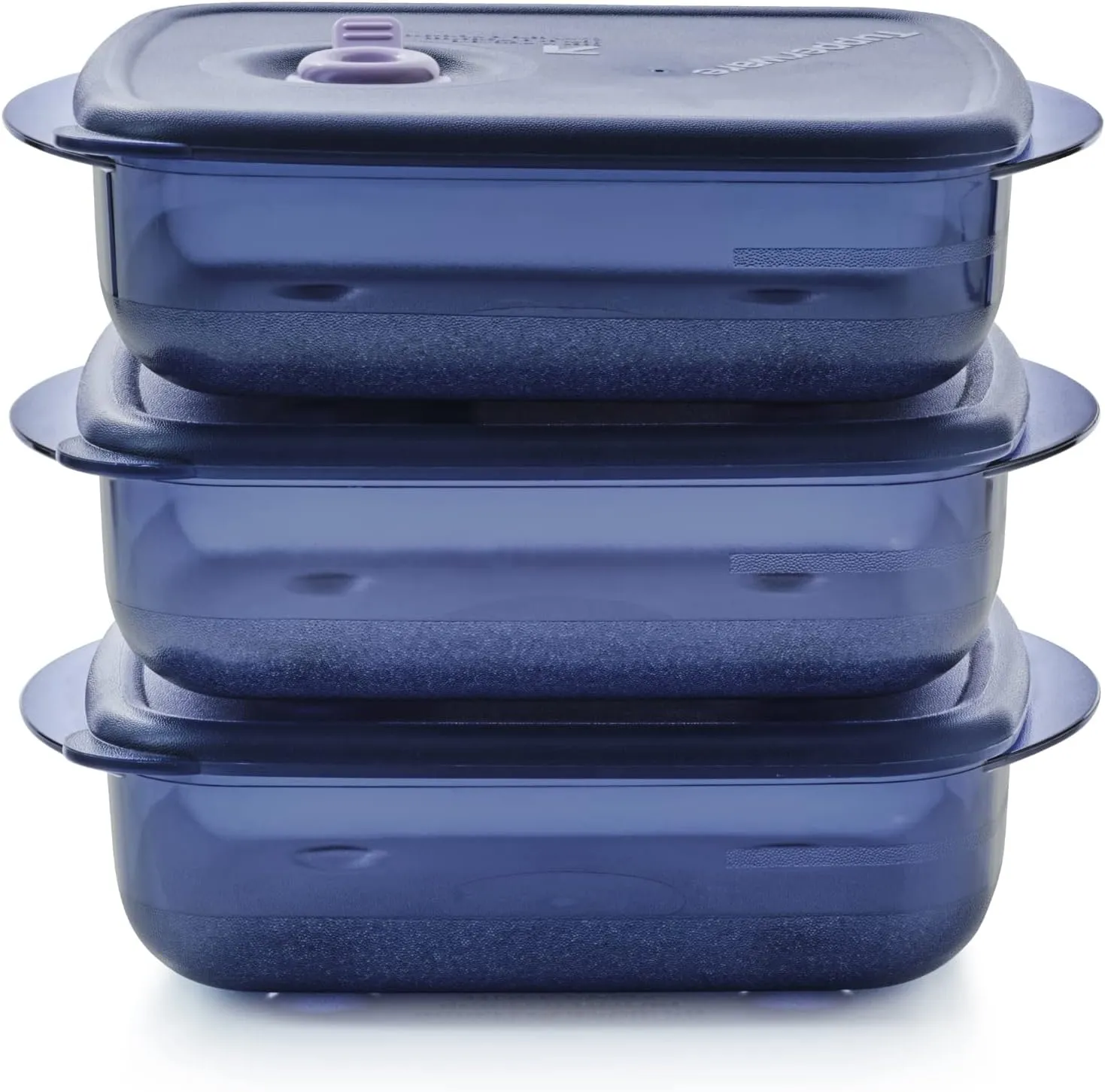 Tupperware Brand Vent ‘N Serve Container Set - 3 Medium Shallow Containers to Prep, Freeze & Reheat Meals   Lids - Dishwasher, Microwave & Freezer Safe - BPA Free