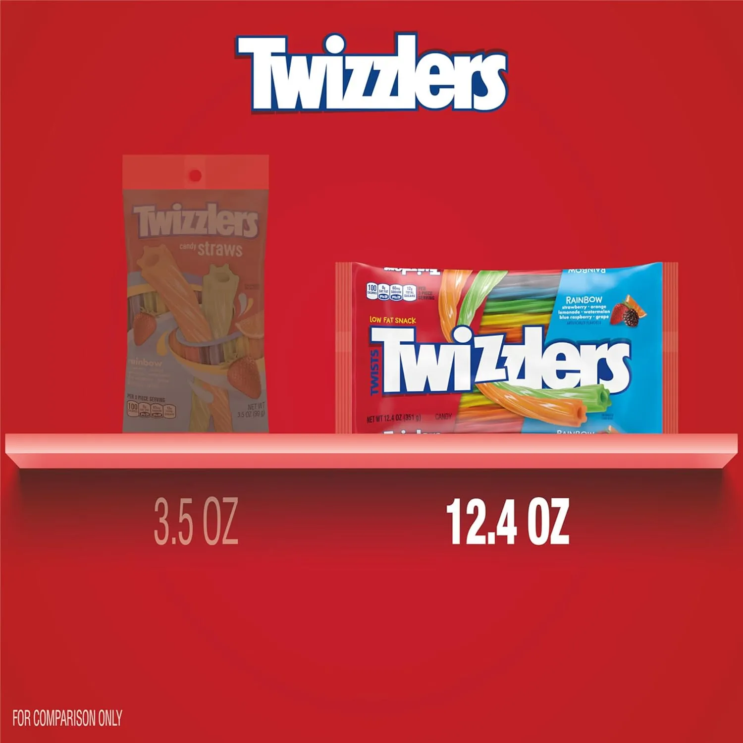 TWIZZLERS Twists Rainbow Flavored Licorice Style, Low Fat Candy Bags, 12.4 oz (6 Count)