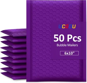 UCGOU Bubble Mailers 6x10 Inch Purple 50 Pack Poly Padded Envelopes Small Business Mailing Packages Opaque Self Seal Adhesive Waterproof Boutique Shipping Bags for Jewelry Makeup Supplies #0