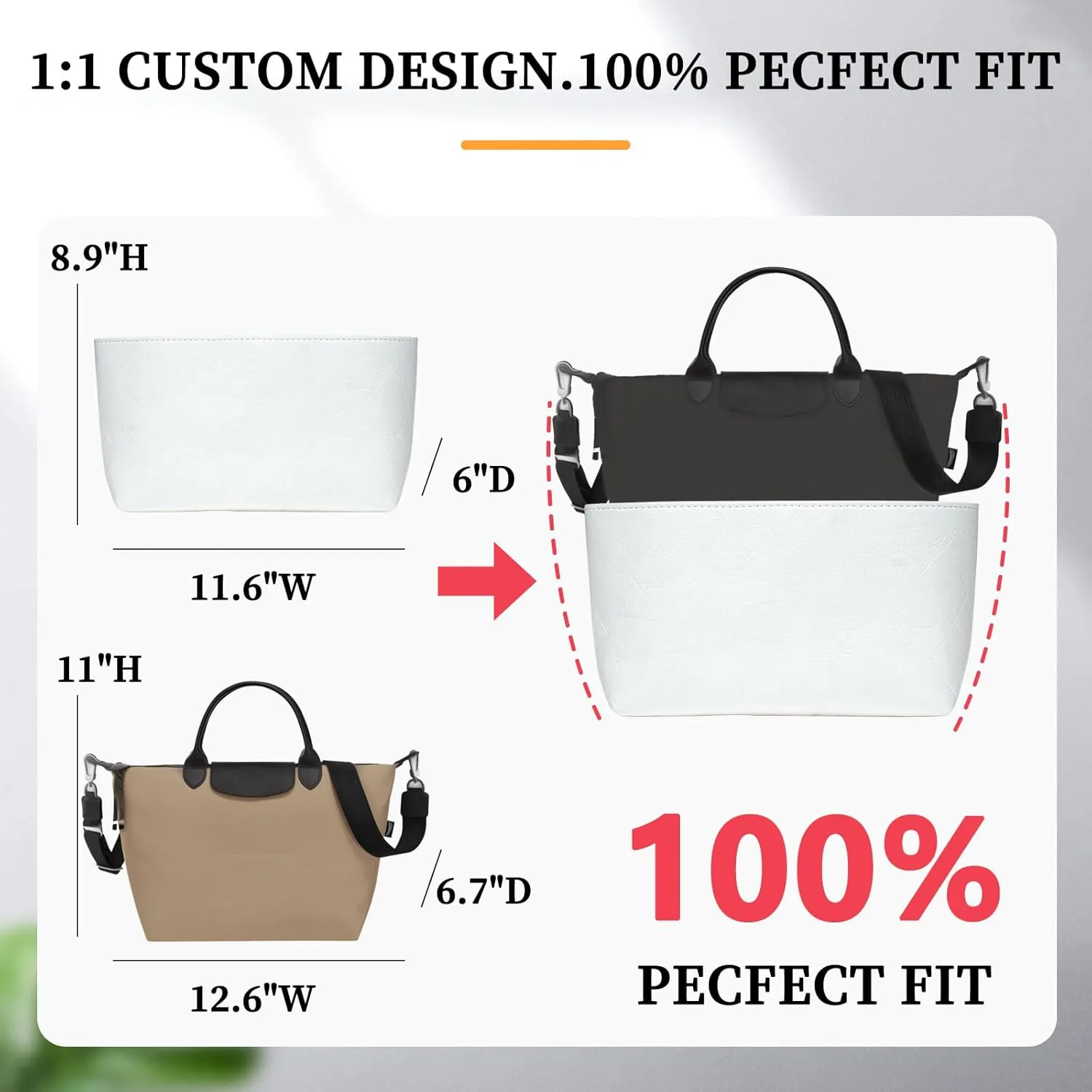 Ultra-light Purse Organizer Insert Compatible with Longchamp Energy Series Bag and More, Waterproof DupontPaper and Silk Handbag Inner for Luxury Bags, Keeps Tote Handbag Neat (Energy, M)