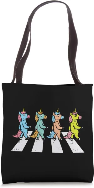 Unicorns Crossing Road Funny Crosswalk Pun Animal Lover Gift Tote Bag