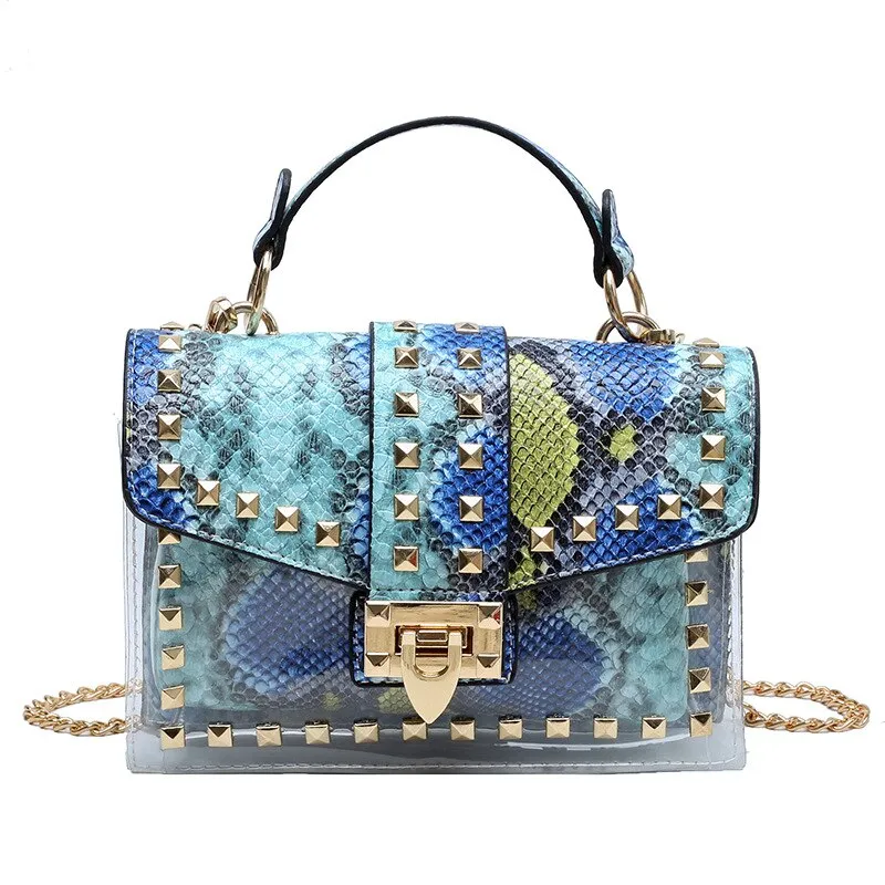 Urban Elegance Graffiti Rivets PVC Crossbody Messenger Handbag | ULZZANG BELLA